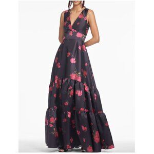 Sachin + Babi Chocolate and Pink Floral Gown, Size 16 NWT